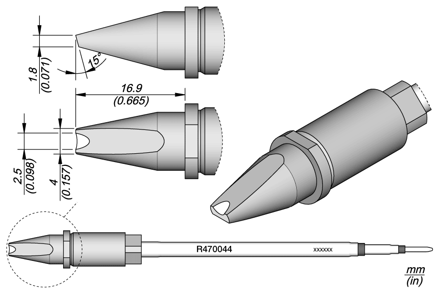 R470044 - Grooved Chisel Cartridge 4 x 1.8